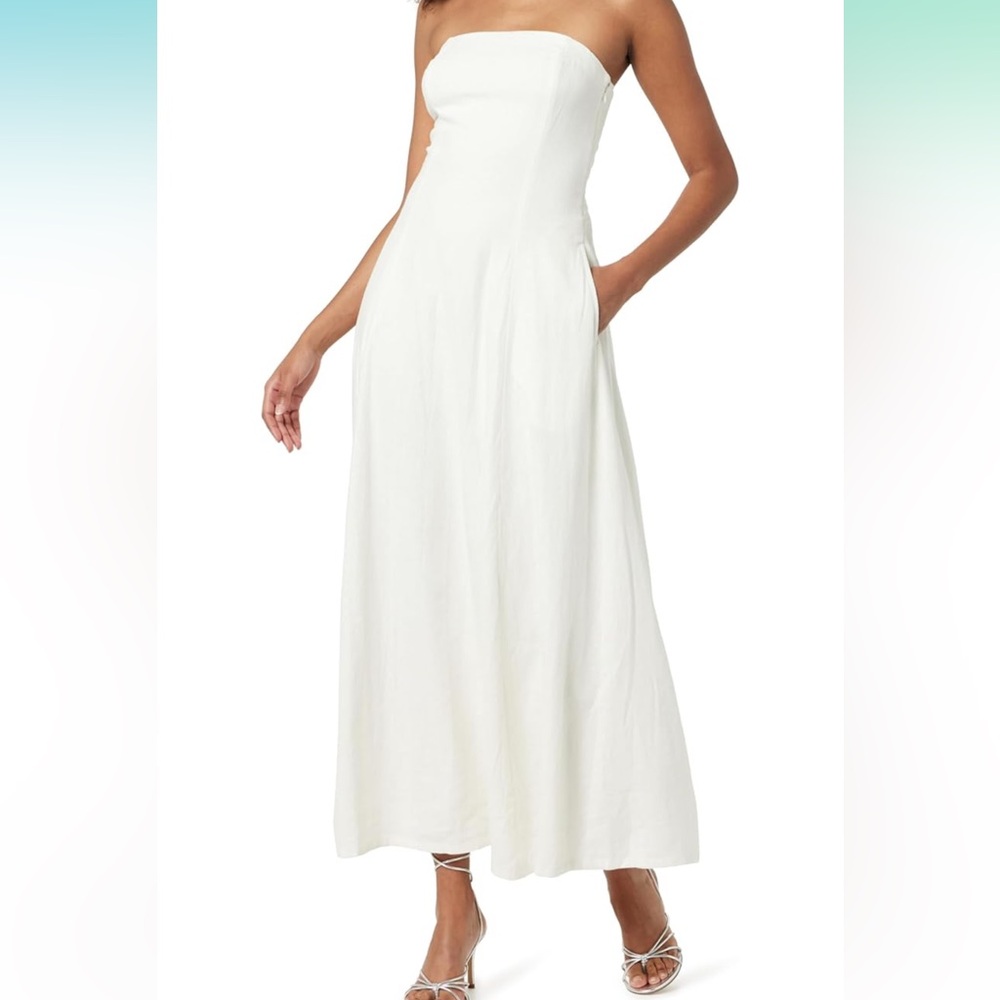 White Strapless Drop-waist Maxi Dress